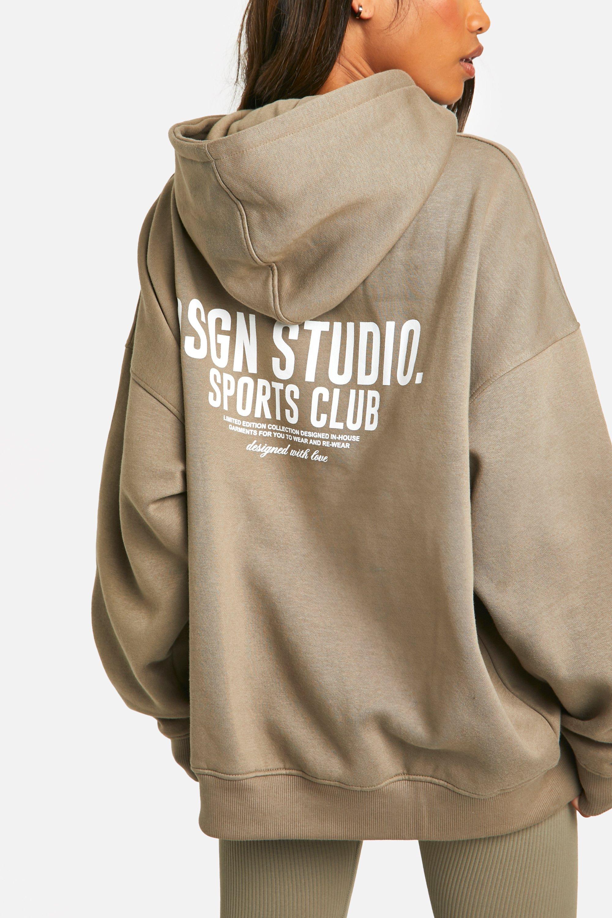 Sports Club Slogan Oversized Hoodie